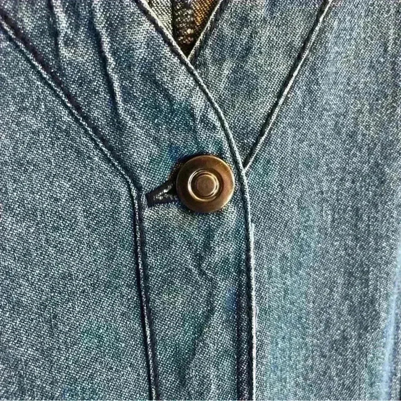 Japna Medium Wash denim button front fitted sleeveless belted dress size small - Picture 6 of 11